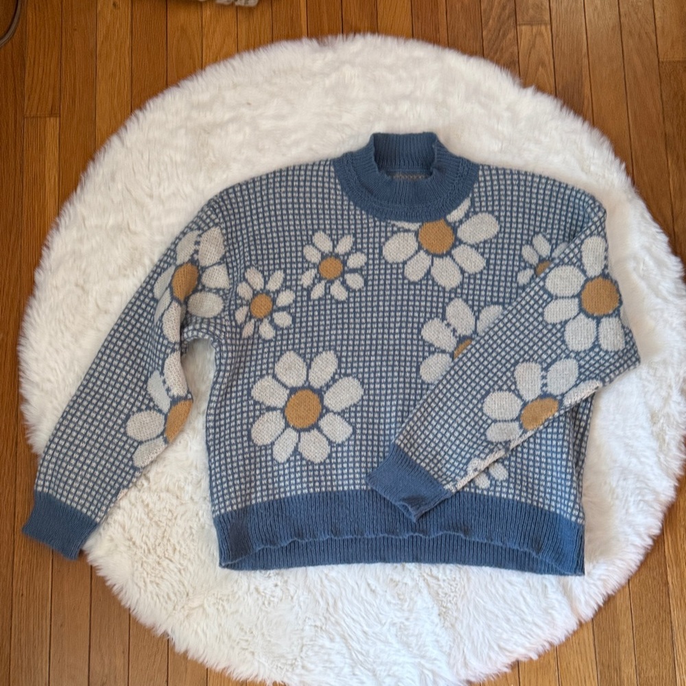 Floral Blue Sweater